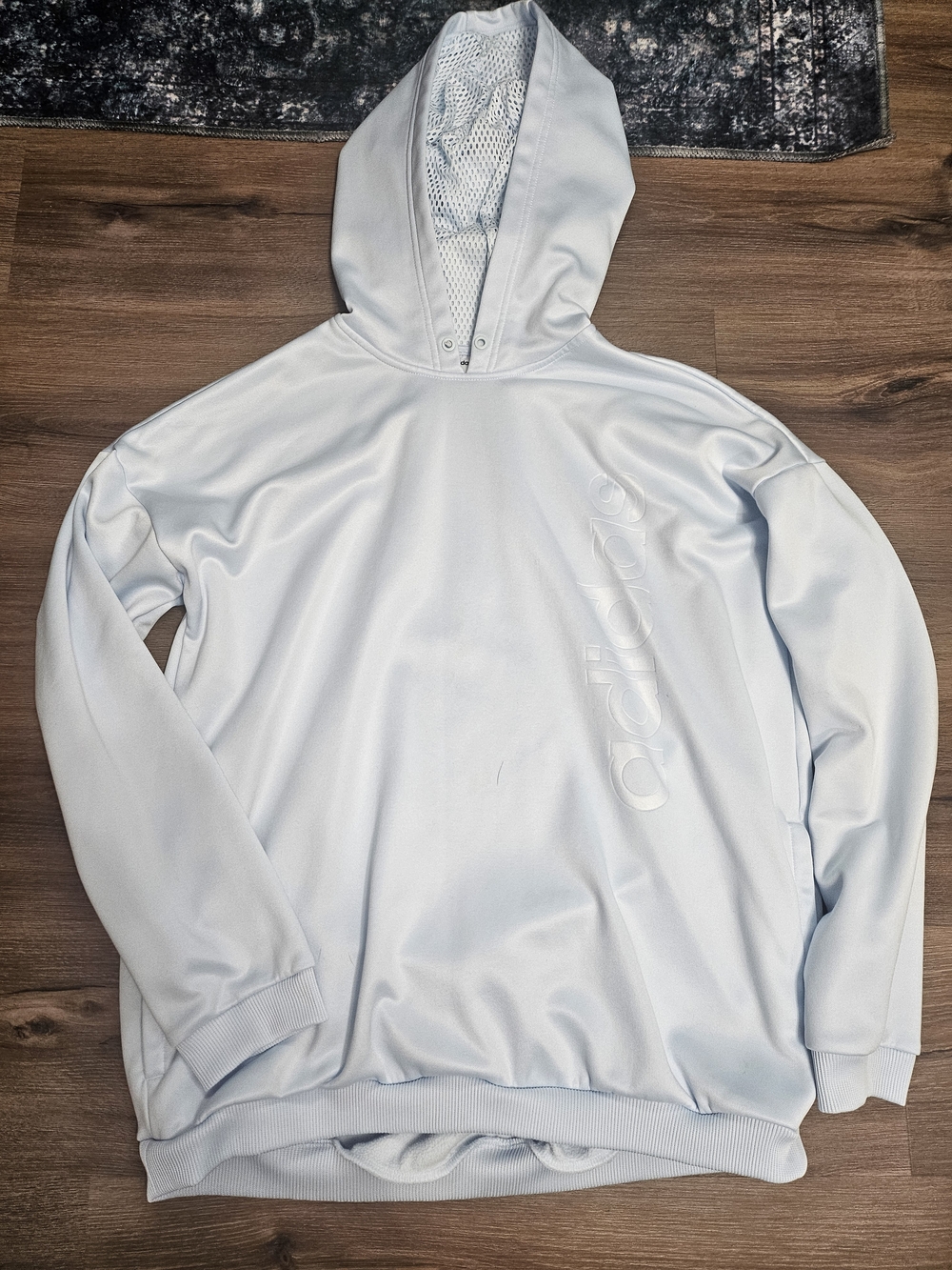 adidas Pale Blue Pullover Hoodie with Subtle Logo